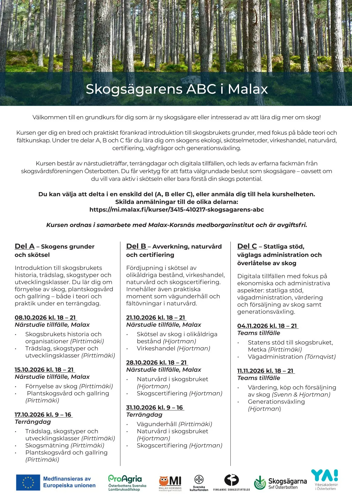 flyer Skogsägarens ABC Malax 2026